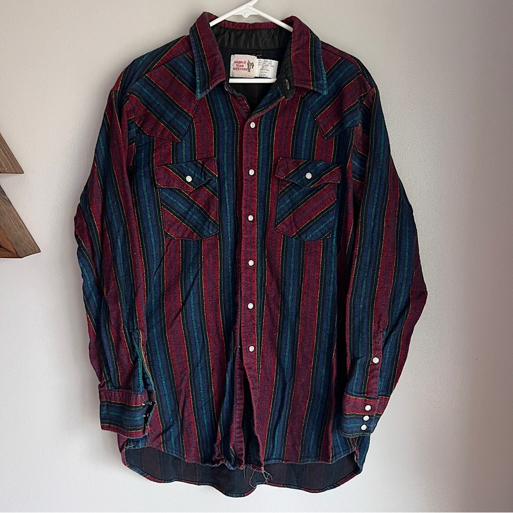 Vintage Saddle King Western Pearl Snap Flannel
